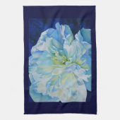 Elegant blauw blauwgroen bloemen waterverf theedoek (Verticaal)