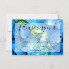 Elegant blauw blauwgroen bloemenhortensia blauw ro RSVP kaartje