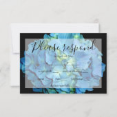 Elegant blauw blauwgroen bloemenhortensia blauw ro RSVP kaartje (Voorkant)