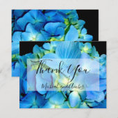 Elegant blauw blauwgroen bloemhortensia's blauw ro bedankkaart (Voorkant / Achterkant)
