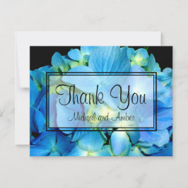 Elegant blauw blauwgroen bloemhortensia's blauw ro bedankkaart