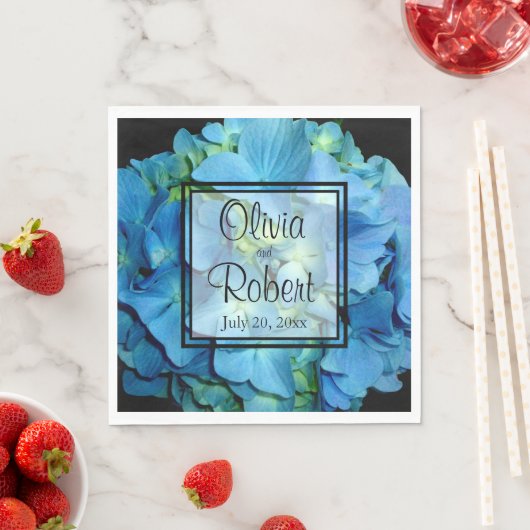 Elegant blauw blauwgroen bloemhortensia's blauw ro servet (Insitu)