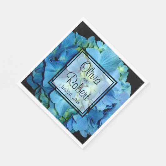 Elegant blauw blauwgroen bloemhortensia's blauw ro servet (Hoek)