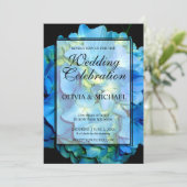 Elegant blauw blauwgroen bloemige hortensia's roze kaart (Staand voorkant)