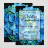 Elegant blauw blauwgroen bloemige hortensia's roze kaart (Voorkant / Achterkant)