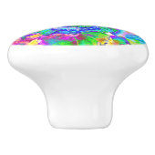 Elegant blauw blauwgroen boho zonnebloemen keramische knop (Zijkant)