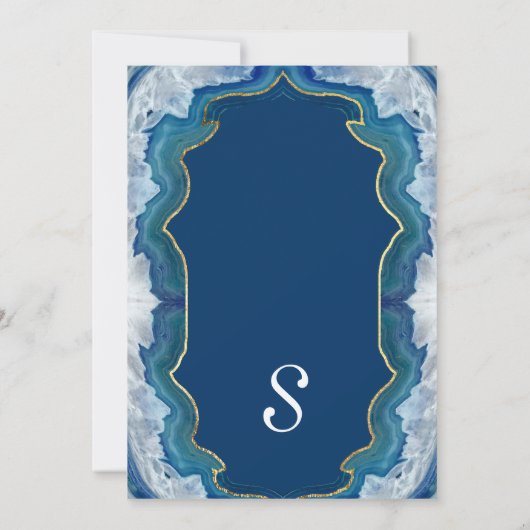 Elegant blauw Blauwgroen Geode Patroon Afstuderen Kaart (Achterkant)