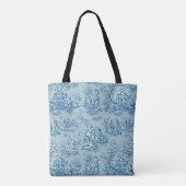 Elegant  blauw blauwgroen toile de jouy bedrukt tote bag (Achterkant)
