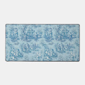 Elegant blauw blauwgroen toile de jouy bureaumat (Voorkant)