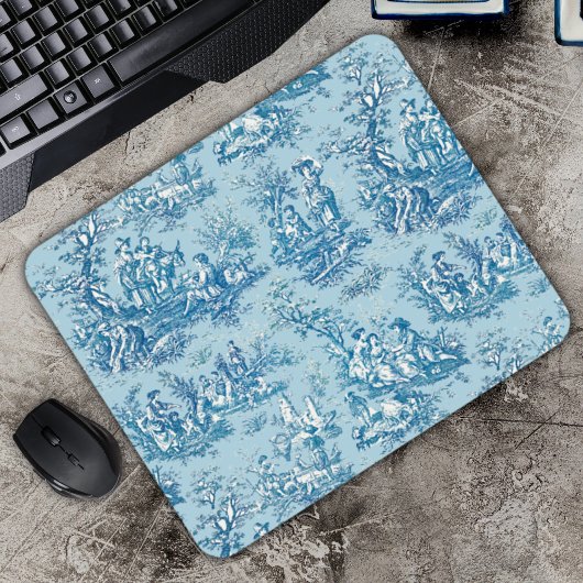 Elegant  blauw blauwgroen toile de jouy muismat