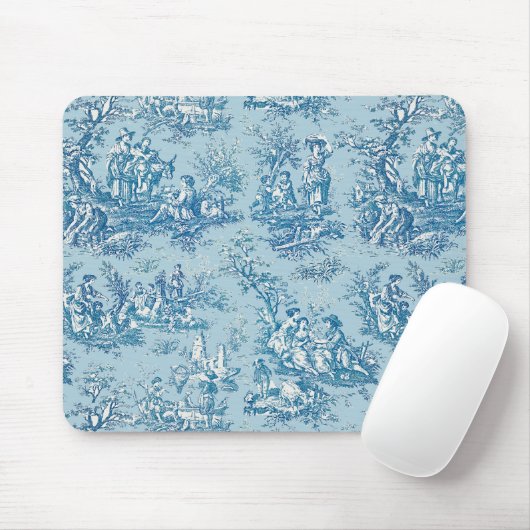 Elegant  blauw blauwgroen toile de jouy muismat (Met muis)