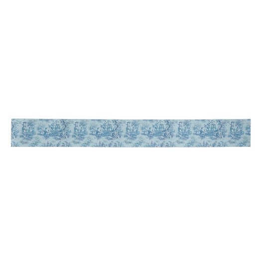 Elegant  blauw blauwgroen toile de jouy satijnen lint (Voorkant)