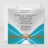 Elegant blauw Blauwgroen verjaardag Gouden Duw Wit Kaart (Achterkant)