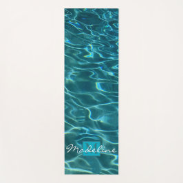 Elegant blauw blauwgroen waterpatroon monogram yogamat