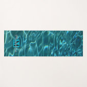 Elegant blauw blauwgroen waterpatroon monogram yogamat (Voorkant (horizontaal))