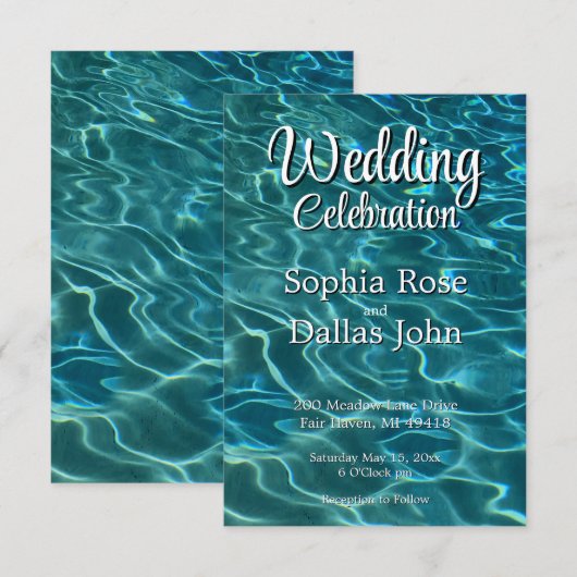 Elegant blauw blauwgroen waterpatroon oceaan meer kaart (Voorkant / Achterkant)