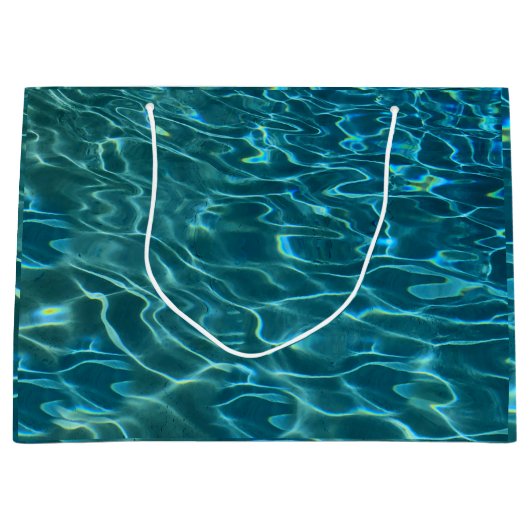 Elegant blauw blauwgroen waterpatroon oceaanmeergo groot cadeauzakje (Voorkant)