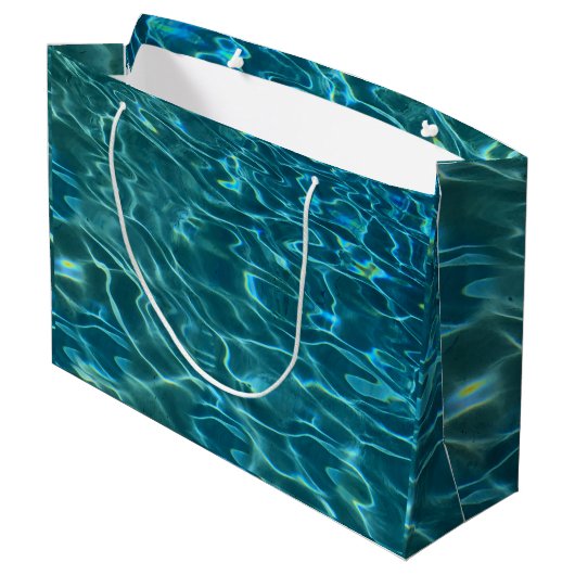 Elegant blauw blauwgroen waterpatroon oceaanmeergo groot cadeauzakje (Achterkant Gekanteld)