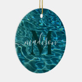 Elegant blauw blauwgroen waterpatroon oceaanmeergo keramisch ornament (Rechts)