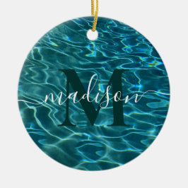 Elegant blauw blauwgroen waterpatroon oceaanmeergo keramisch ornament