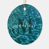 Elegant blauw blauwgroen waterpatroon oceaanmeergo keramisch ornament (Links)