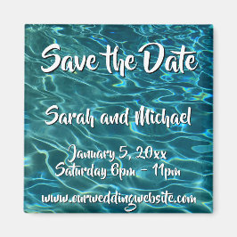 Elegant blauw blauwgroen waterpatroon oceaanmeergo magneet