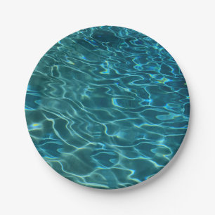 Elegant blauw blauwgroen waterpatroon oceaanmeergo papieren bordje