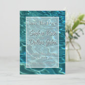 Elegant blauw blauwgroen waterpatroon oceaanmeergo save the date (Staand voorkant)