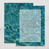 Elegant blauw blauwgroen waterpatroon oceaanmeergo save the date (Voorkant / Achterkant)