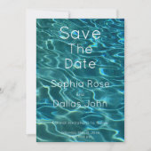 Elegant blauw blauwgroen waterpatroon oceaanmeergo save the date (Voorkant)