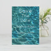 Elegant blauw blauwgroen waterpatroon oceaanmeergo save the date (Staand voorkant)