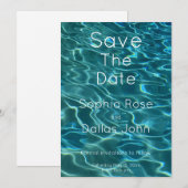 Elegant blauw blauwgroen waterpatroon oceaanmeergo save the date (Voorkant / Achterkant)