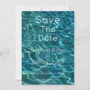 Elegant blauw blauwgroen waterpatroon oceaanmeergo save the date