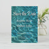 Elegant blauw blauwgroen waterpatroon oceaanmeergo save the date (Staand voorkant)