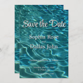 Elegant blauw blauwgroen waterpatroon oceaanmeergo save the date (Voorkant / Achterkant)