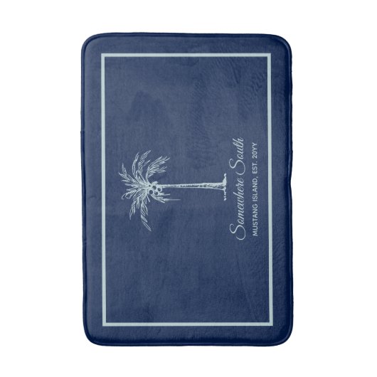 Elegant blauw Bleek Blauwgroen palmboom - Aangepas Badmat (Voorkant Verticaal)