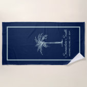 Elegant blauw Bleek Blauwgroen palmboom - Aangepas Strandlaken (Voorkant)