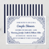 Elegant Blauw bloeiende werveling lijst Couple Sho Kaart (Voorkant / Achterkant)