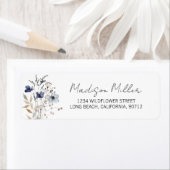 Elegant Blauw Bloem Boeket Bloemen Retouradres Etiket (Insitu)