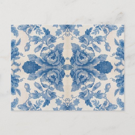 Elegant blauw  bloem briefkaart (Voorkant)