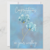 Elegant Blauw Bloem Gefeliciteerd Bruiloft Kaart (Voorkant)
