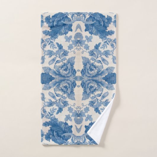 Elegant blauw bloem handdoek (Handdoek)