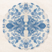 Elegant blauw  bloem kartonnen onderzetters (Voorkant)