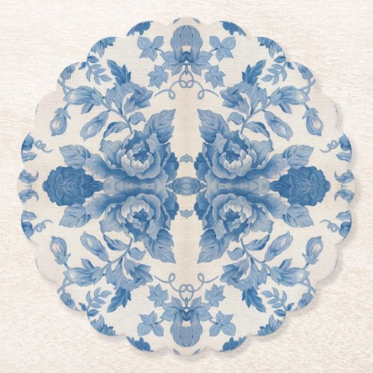 Elegant blauw  bloem kartonnen onderzetters (Voorkant)