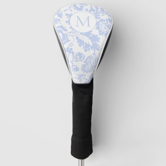 Elegant Blauw Bloem Motief Golfheadcover (Voorkant)