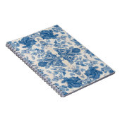 Elegant blauw bloem notitieboek (Rechterzijde)