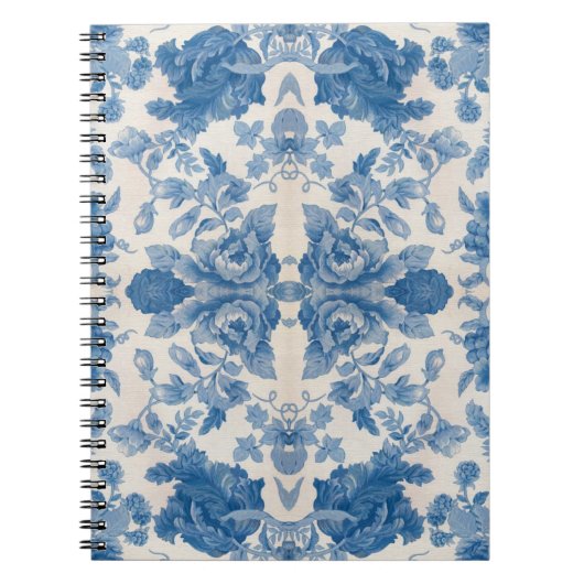 Elegant blauw bloem notitieboek (Voorkant)