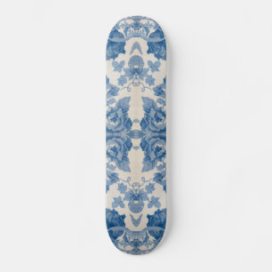Elegant blauw  bloem persoonlijk skateboard