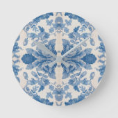 Elegant blauw  bloem ronde klok (Voorkant)