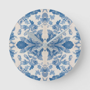 Elegant blauw  bloem ronde klok